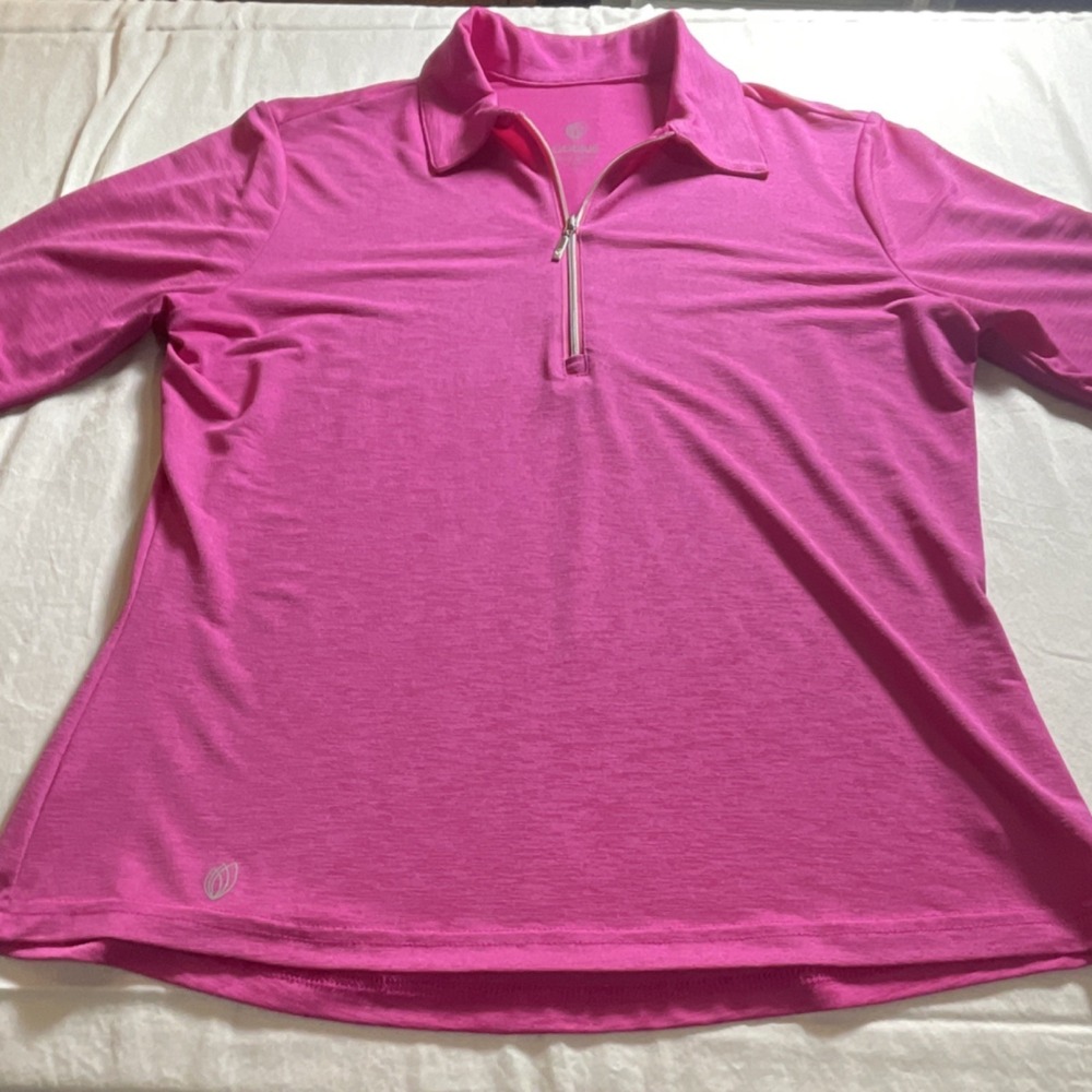 GGblue Luxe Sport Women's Pink 1/4 Zip Stretch Polo Short Sleeve Size S